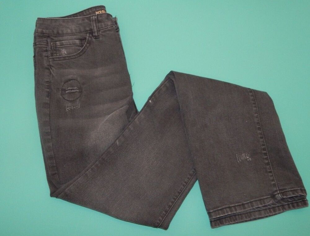 My Wonder Jeans Denim BLACK Distressed Woman's Size 4 Tall 28" X 33 1/2" Control